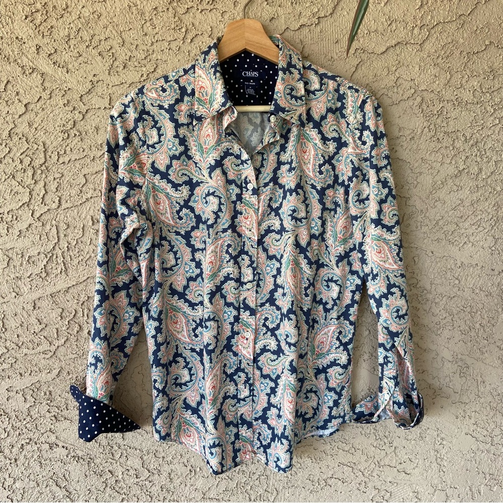 Chaps Paisley Button Down, No Iron - image 4